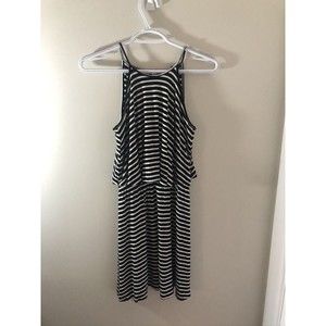 Ultra flirt women’s striped dress, high neck, size XS, black and white